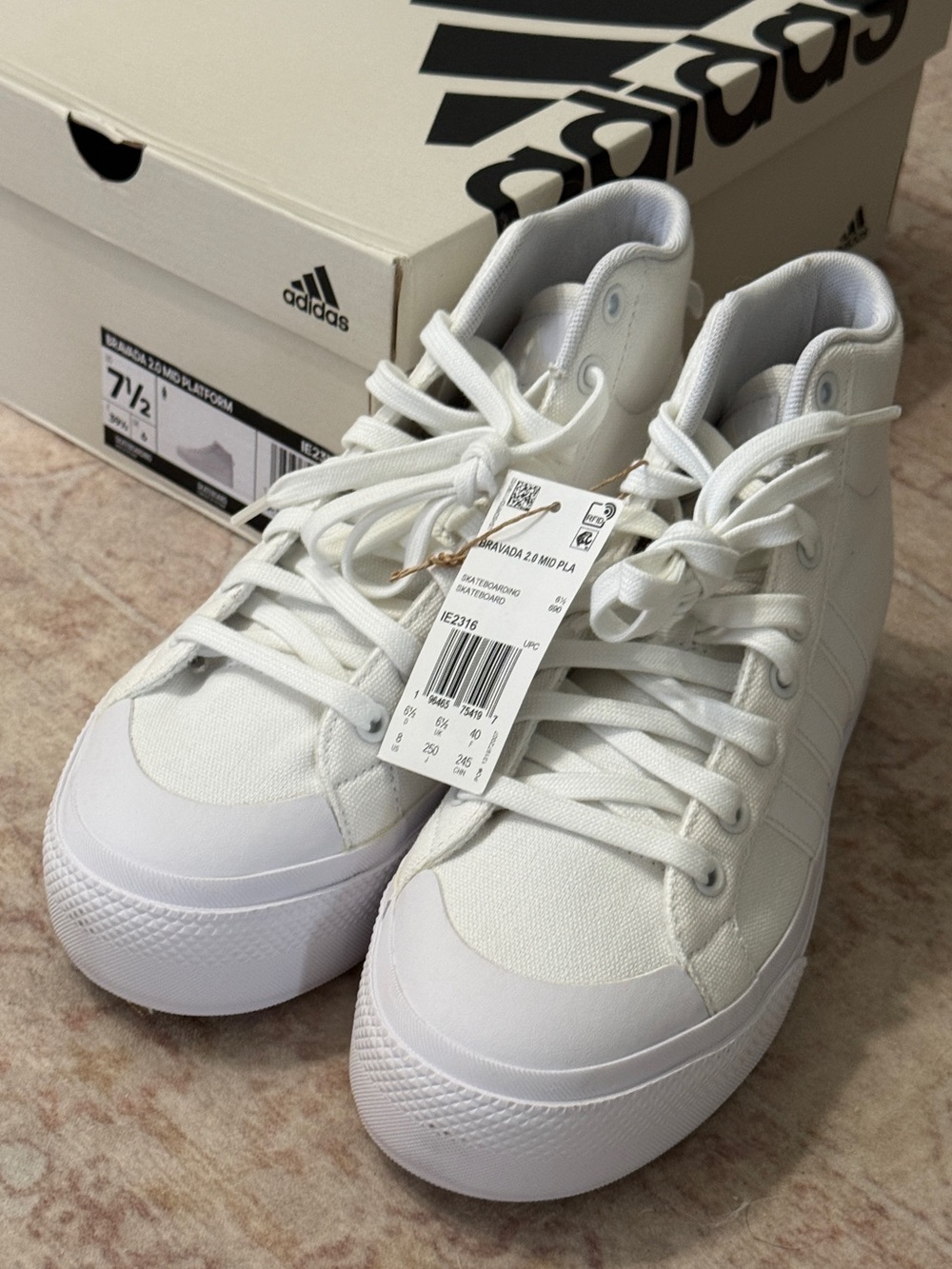 adidas Bravada 2.0 Mid Platform Sneakers - White (NWT)